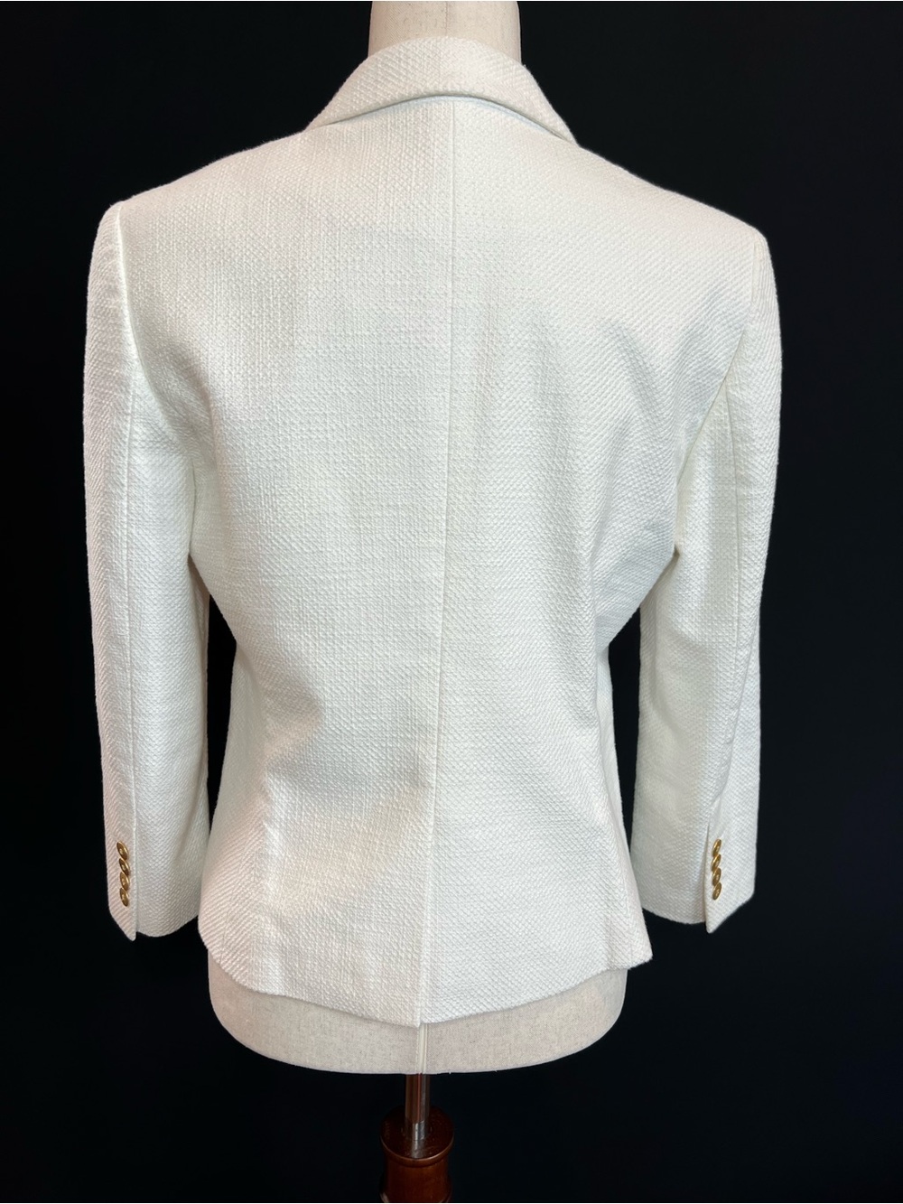 Ann Taylor White Women's Textured Single-Button Blazer - Picture 2 of 13